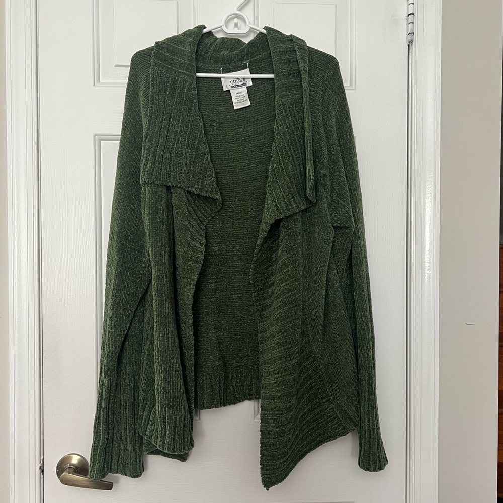 Outside Additions by Stanherman Forest Green Draped Cardigan